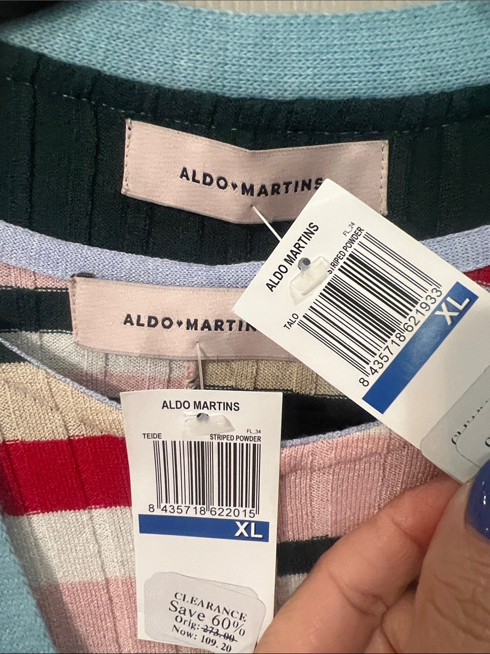 A.L.C. Striped Ribbed Button-Front Cardigan in Pink, Light Blue & Multi - Picture 3 of 8